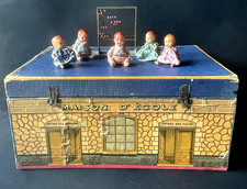 ANTIQUE TOY - SCHOOLHOUSE IN WOODEN BOX - NK ATLAS PARIS - FRANCE 1920's