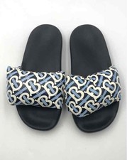 Burberry Womens Black Blue Leather Padded Slip-On Slide Sandals Size 5