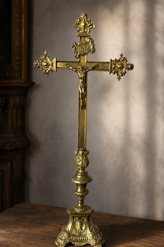 Antique gothic altar crucifix - antique,