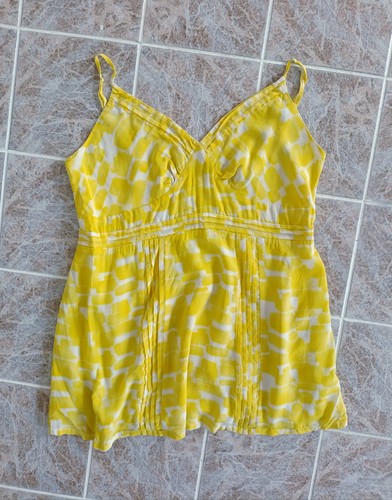 Top jaune soie - jaune, en