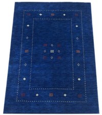 Tapis Gabbeh Bleu 100% Laine 120x170 CM Tissé à la Main Tapis D'Orient Lori WR60