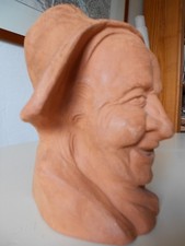 Terracotta Bust Signed Sculpture Headdress June 1947