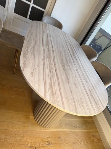 Table imitation travertin 95cm - table,