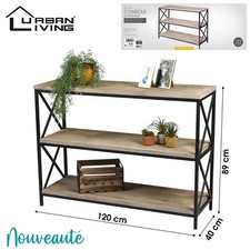Console 3 étages effet bois