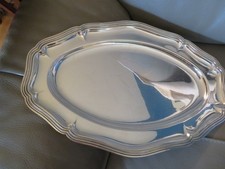 plat ovale en métal argenté orfèvre GM 40.5 cm
