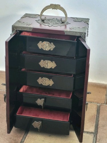 Coffret bijoux bois laqué - coffret,