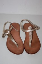 LES TROPEZIENNES  Sandales Tongs Tout Cuir   Lanières Doré T 41 TTBE