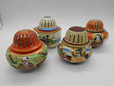 COLLECTION LOT OF 4 BURN PERFUME INCENSE PORCELAIN SATSUMA JAPAN