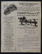 Invoice 1916 PARIS Towers & Machine Tools VENOT Dixi & Swarm Illustrated 132