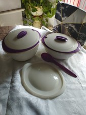 tupperware iso Duo Micro Onde Lot De 2.  4.5 Litre Et 3.1 Litre Cuillère Vintage