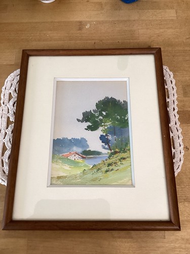 Aquarelle maison landaise pins - maison,