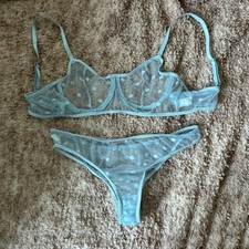 Shein Baby Blue Polka Dot Lingere Set