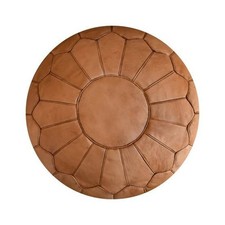 Pouf en cuir naturel fait main