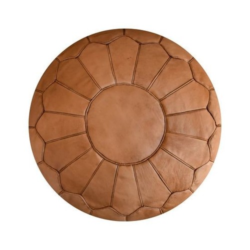 Pouf cuir naturel - cuir, main