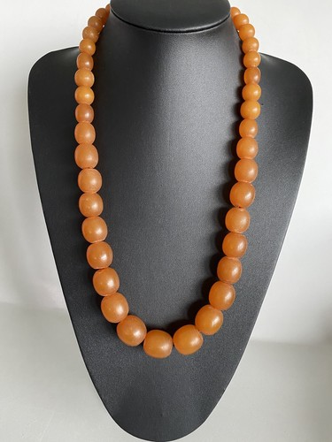 Collier vintage ambre ovale - collier,