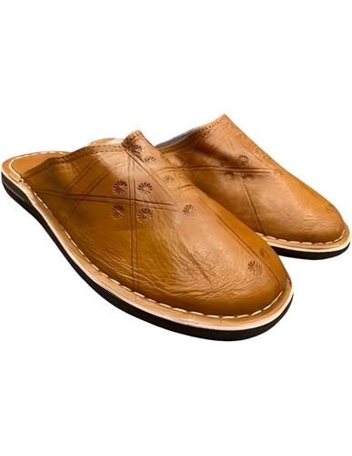 Babouches cuir bout rond - cuir,