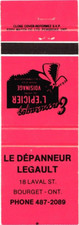 Bourget Ontario Canada Le Depanneur Legault Store Vintage Matchbook Cover