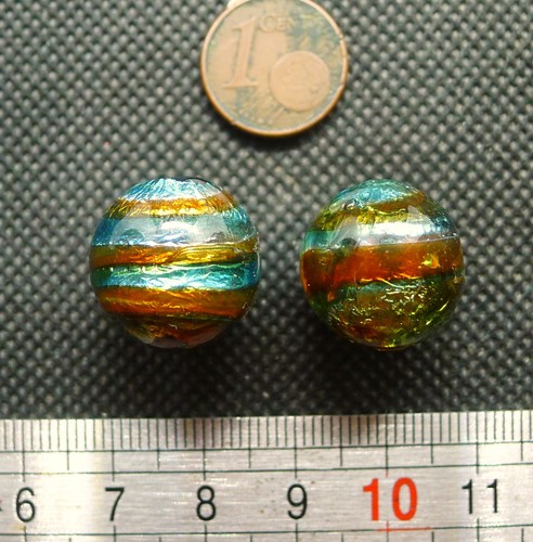 Perles verre feuille argent - verre,