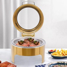 6 Liter Round Roll Top Chafing Dish Buffet Set with Glass Window for Banquet