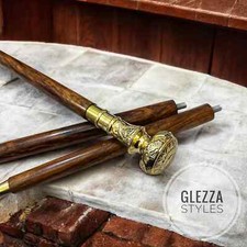 Bâton de marche victorien vintage manche laiton cannes ancien cadeau de créat...