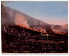 A. Mauri, Pompei, Italie, la lave du Vésuve, 1895 Mauri, original colored albume