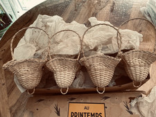 ancienne boîte du printemps de 4 paniers à fleurs de procession en osier (K 98)