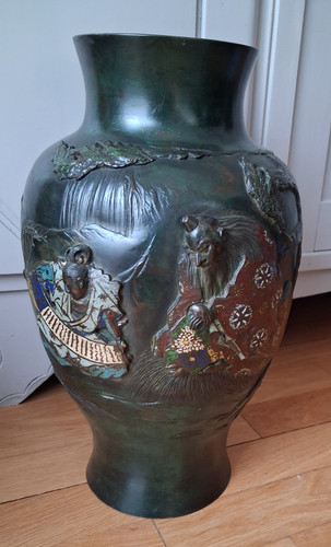 Vase bronze doublé emaux - vase, et