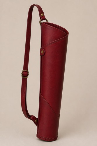Handmade dark red leather - red,