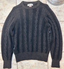 Alan Paine VTG Gray & Brown Shetland Wool Sweater Sz S England Made