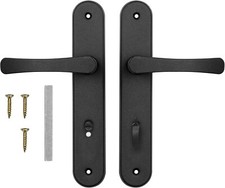 Jeu de Poignées Acier Fermeture Intégré pour Porte WC, Salle de Bain 72 mm Noir