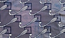 TISSU AFRICAIN ANGEL WAX MALI IMPRESSION JAVA BATIK BLEU BLANC 3,50 M X 1,05 M