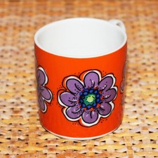 Vintage Villeroy & Boch Small Coffee Mug Flower Fountains Orange Background