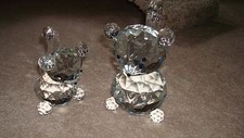 CRYSTAL SQUIRREL FIGURINES * MOTHER AND BABY* HUGE BRILLIANT * 7IN VERY HEAVY
