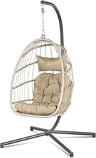 Relaxing Egg Chair Beige Economo Home, Modern Hanging Design for Patio & Balcony