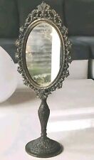 Miroir Coiffeuse Ovale Psyché. Rocaille/Baroque. En Métal Aspect Bronze 34x13 cm