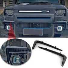 Front Bumper Lip Glossy Black Splitter Fin 2pc For Land Rover Defender 2020~2023