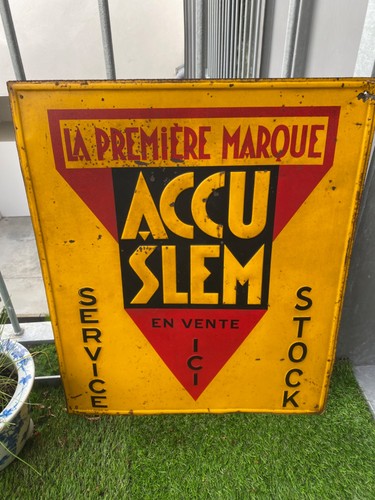 Plaque publicitaire accu slem - plaque,