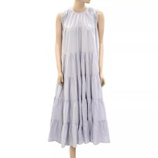 Merlette Ron Herman Caron Tiered Maxi Dress Sleeveless Lavender Cotton S 278287