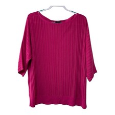 Lafayette 148 New York Dolman Sleeve Textured knit Blouse Bateau Neck Size XL