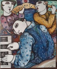 painting contemporary art alain Day ..LA Note Bleue..