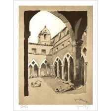 VIKO Victor - Lithographie "Le cloitre" 32x25cm - 1970