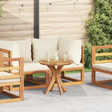 Marron Bois de teck solide Table patio Jardin Terrasse à manger ronde vidaXL vid