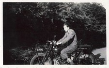 OLD PHOTOGRAPH YOUNG MAN ON OLD MOTORCYCLE