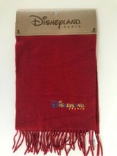 15⚜ Écharpe Disneyland Paris Couleur Rouge 100% Laine D'agneau Neuve Étiquette 
