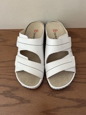 Berkemann Daria Womens 7 White Leather Comfort Sandals Shoes NWOB Adjustable 