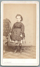 CDV LITTLE GIRL SCOTTISH SKIRT TARTAN PATTERN BLOUSE ANKLE BOOTS CHILD PHOTO FASHION