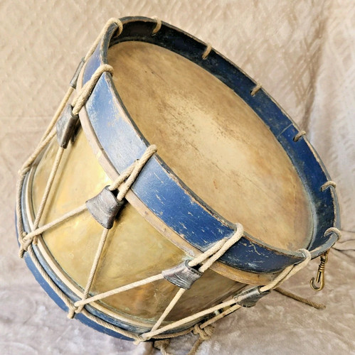 Ancien tambour bois bleu - , et