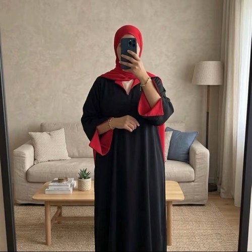 Abaya noir manche col - abaya,
