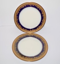 Wm. Guerin & Co. Limoges France (Set of 2) Cobalt & Gold 10 7/8" Dinner Plates