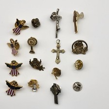 Vintage Christian Jewelry lit Angel pin Cross Pin Pendant Tie tacks lapel pins